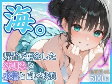 d_664755海。〜帰省で再会した幼なじみと水着と白い砂浜〜ーFANZA 同人 漫画